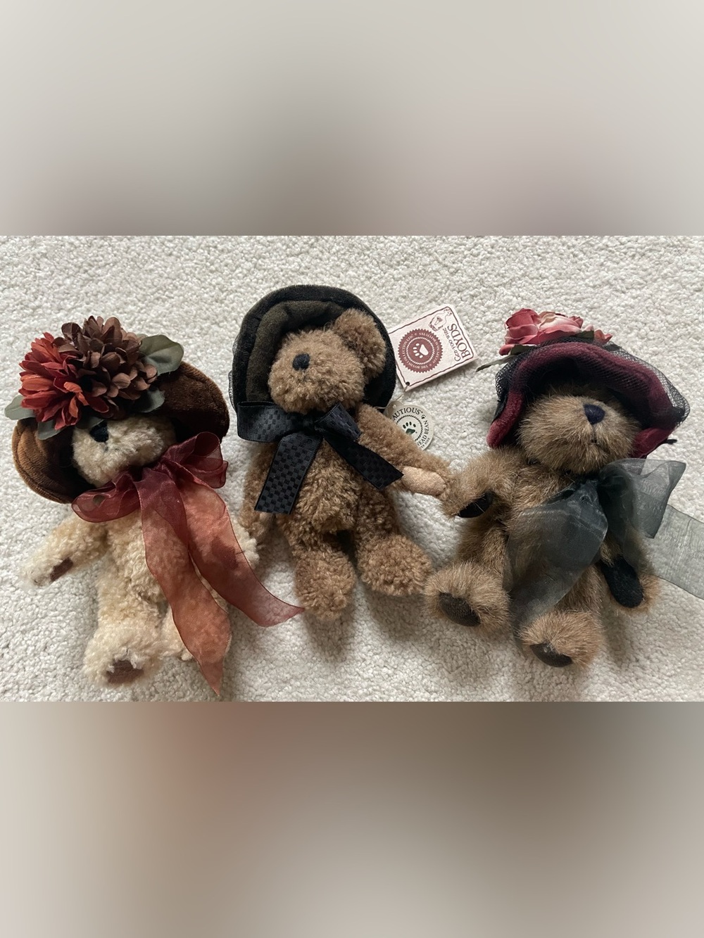 Three Boyd’s Bears Collectible Plush Hat Adorned